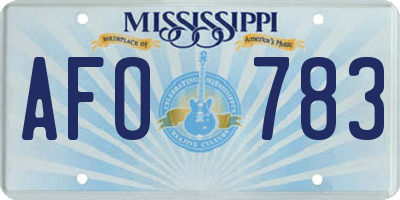 MS license plate AFO783