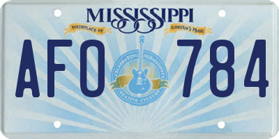 MS license plate AFO784