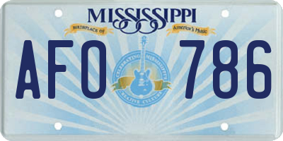 MS license plate AFO786