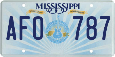 MS license plate AFO787