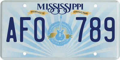 MS license plate AFO789