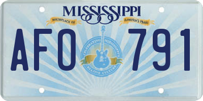 MS license plate AFO791