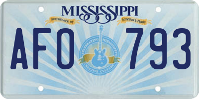 MS license plate AFO793