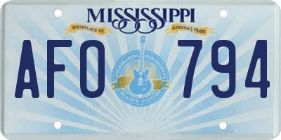 MS license plate AFO794
