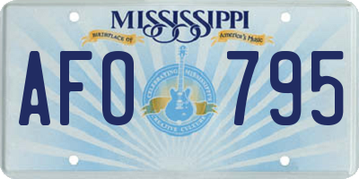 MS license plate AFO795