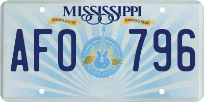 MS license plate AFO796