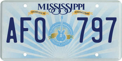 MS license plate AFO797