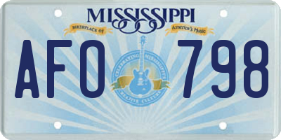MS license plate AFO798