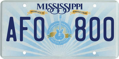 MS license plate AFO800