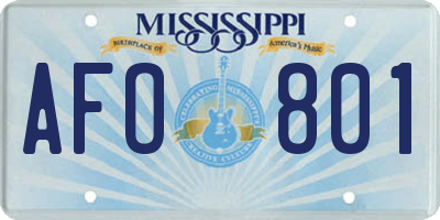 MS license plate AFO801