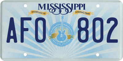MS license plate AFO802