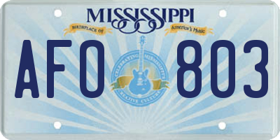 MS license plate AFO803