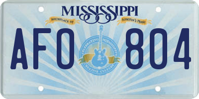 MS license plate AFO804