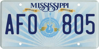 MS license plate AFO805