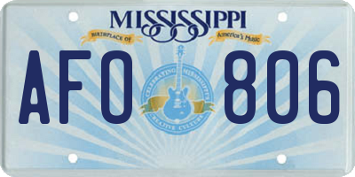 MS license plate AFO806