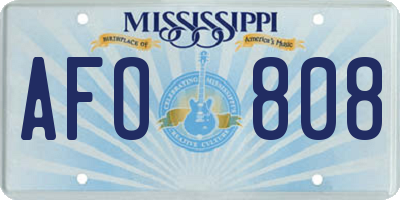 MS license plate AFO808