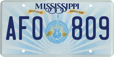 MS license plate AFO809