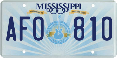 MS license plate AFO810
