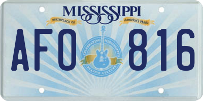 MS license plate AFO816
