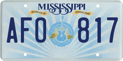 MS license plate AFO817