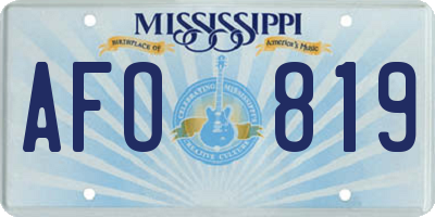 MS license plate AFO819