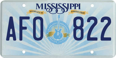 MS license plate AFO822