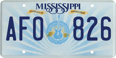 MS license plate AFO826