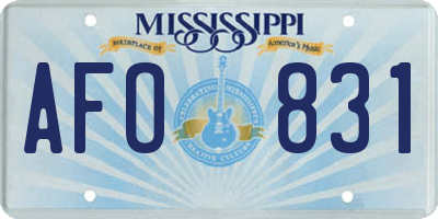 MS license plate AFO831