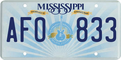 MS license plate AFO833