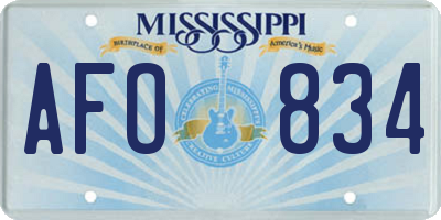 MS license plate AFO834