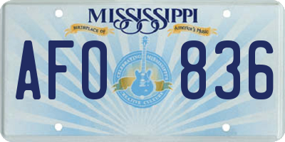 MS license plate AFO836