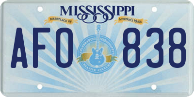 MS license plate AFO838