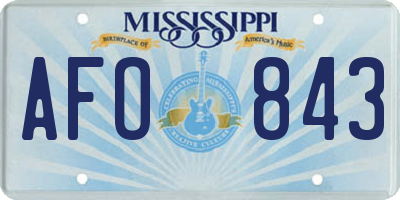 MS license plate AFO843