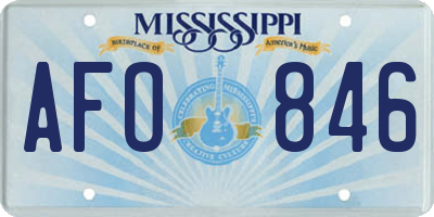 MS license plate AFO846