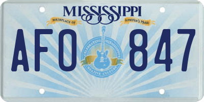 MS license plate AFO847
