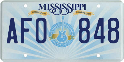 MS license plate AFO848