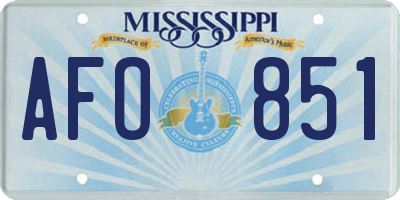 MS license plate AFO851