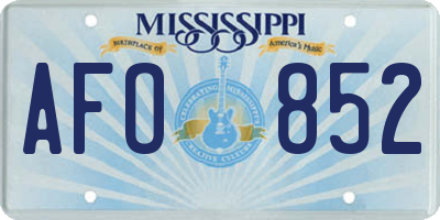 MS license plate AFO852