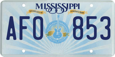 MS license plate AFO853