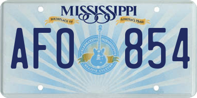 MS license plate AFO854
