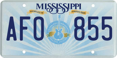MS license plate AFO855