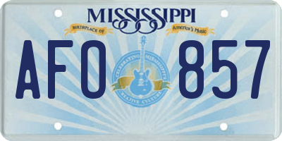 MS license plate AFO857