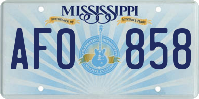 MS license plate AFO858