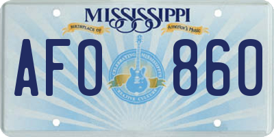 MS license plate AFO860