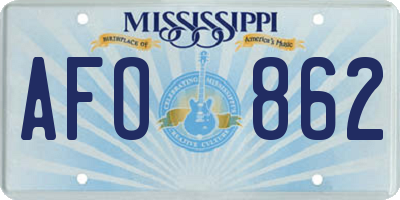 MS license plate AFO862