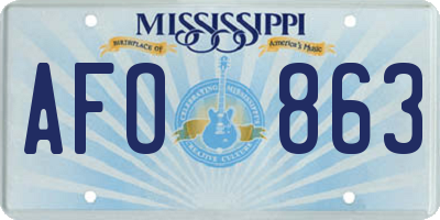 MS license plate AFO863
