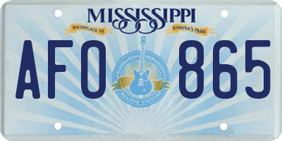 MS license plate AFO865