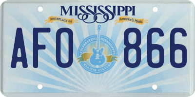 MS license plate AFO866