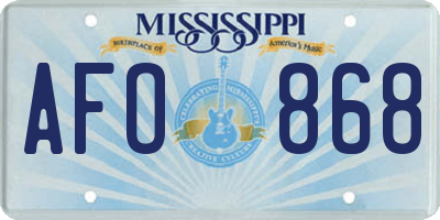 MS license plate AFO868