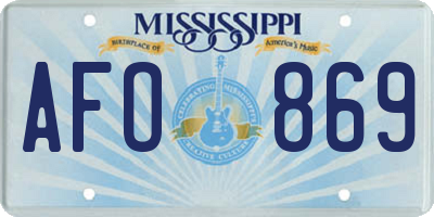 MS license plate AFO869